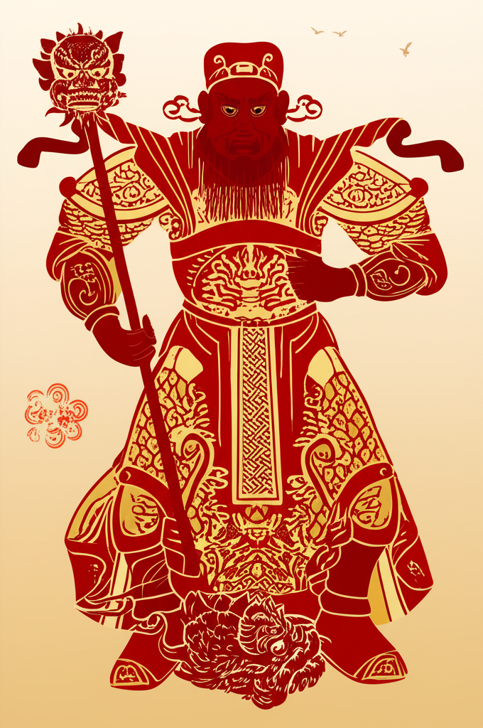 Zhong Kui as traditional Chinese door god
